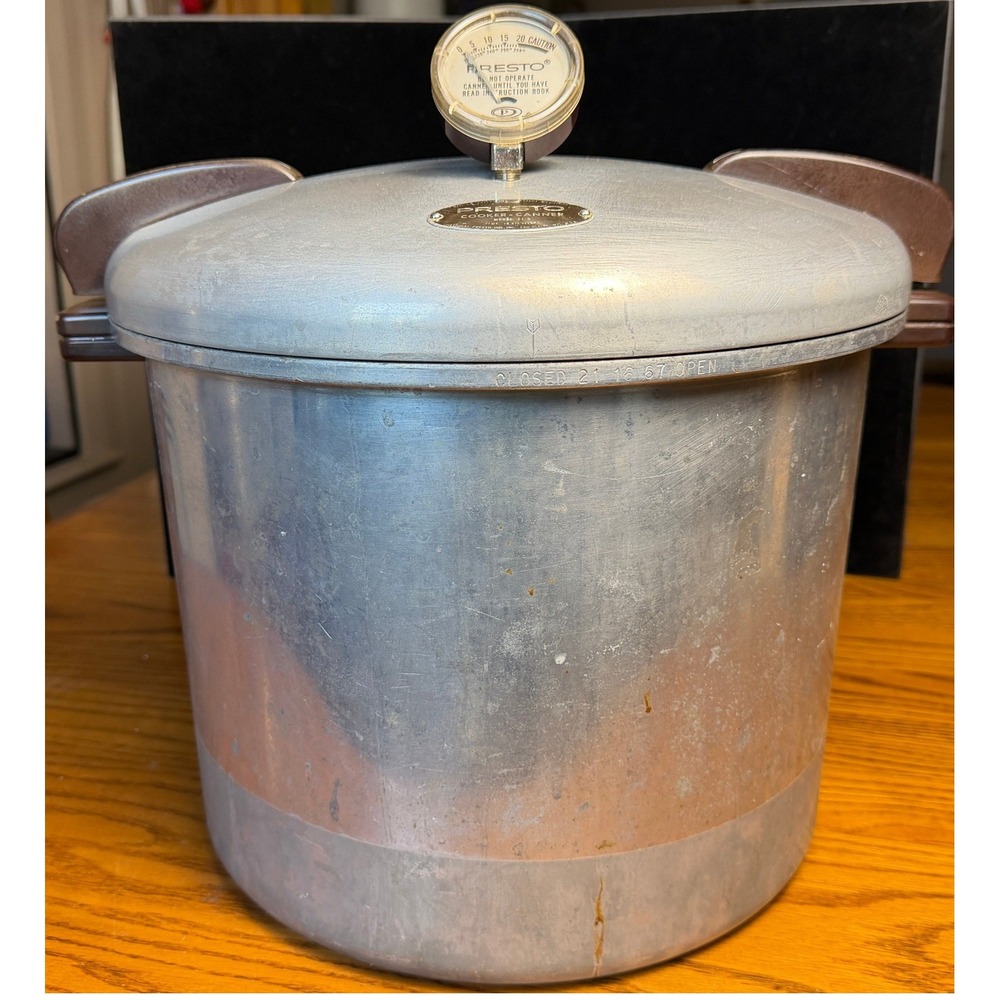 Vintage Presto 21-B Pressure Cooker Canner: 21 Quart Aluminum with Rack